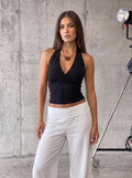 Halter Wrap Top Black